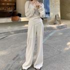 V-neck Camisole Top / Cardigan / Wide-leg Pants