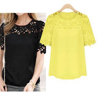 Crochet Panel Short Sleeve T-shirt