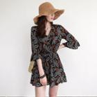 Tie-waist Foliage Chiffon Playsuit