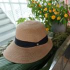 Woven Boater Hat Beige - One Size
