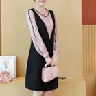 Set: Long-sleeve Lace Top + Sleeveless Mini Dress