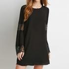 Lace Panel A-line Chiffon Dress