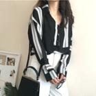 Striped V-neck Loose-fit Blouse