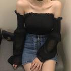Off-shoulder Puff-sleeve Blouse As Shown In Figure - One Size