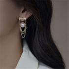 Faux Pearl Earring 1 Pair - S925 Silver Needle - Gold Plating - White Faux Pearl - Silver - One Size