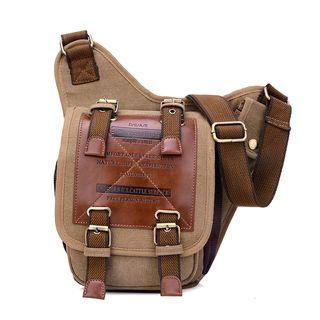 Faux-leather Panel Canvas Shoulder Bag