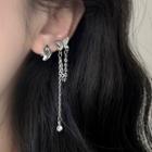 Butterfly Chain Asymmetrical Alloy Earring 2597a - 1 Pair - Ear Studs - Silver - One Size
