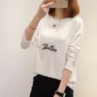 Embroidered Lettering Long-sleeve T-shirt