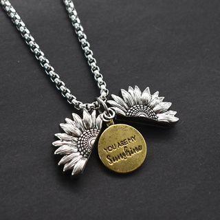 Flower Pendant Necklace Silver & Yellow - 70cm