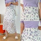 Flared Floral Long Chiffon Skirt