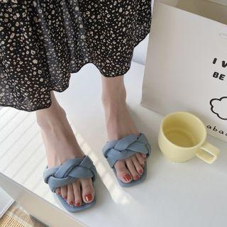 Plain Woven Flat Slide Sandals