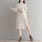 Turtleneck Long-sleeve Midi Chunky Knit Dress