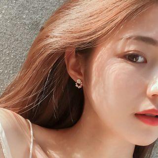 Rhinestone Floral Mini Hoop Earring