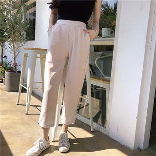 Plain Cropped Straight Pants