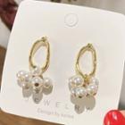 Bead Drop Sterling Silver Ear Stud 1 Pair - 43 - A245 - White & Gold - One Size