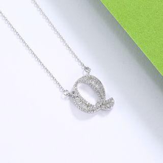 925 Sterling Silver Fashion Personality English Alphabet Q Cubic Zircon Necklace Silver - One Size