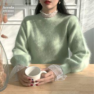Lantern-sleeve Sweater / Bell-sleeve Lace Top