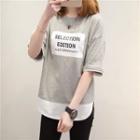 Letter Mock Two-piece Short-sleeve T-shirt