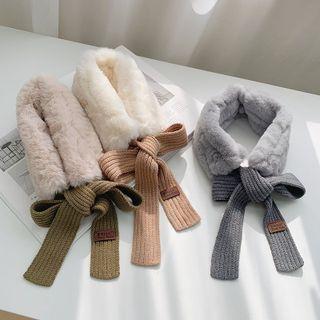Faux Fur Knit Bow Scarf