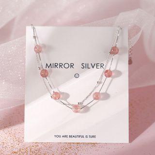 Faux Crystal Bead 925 Sterling Silver Layered Bracelet 925 Silver - As Shown In Figure - One Size
