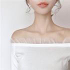 Plain Slim-fit Off-shoulder Top