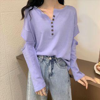 Cutout Knit Polo Shirt