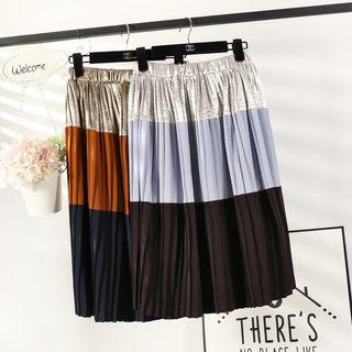 Colour Block Accordion Skirt