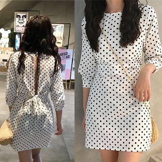 Open Back Polka Dot Mini Dress White - One Size