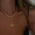 Angel Pendant Layered Alloy Necklace Yellow - One Size