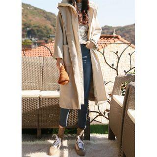 Inset Quilted Hood-trim Long Coat