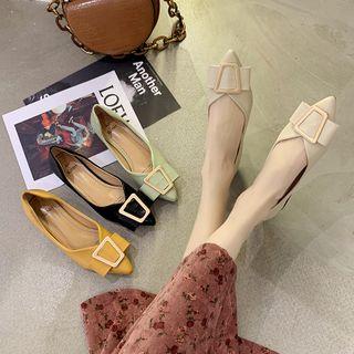 Pointy Faux-leather Buckled Flat