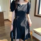 Puff-sleeve Strap Dress