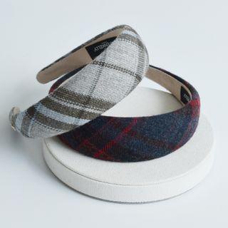 Plaid Woolen Puffy Hair Band