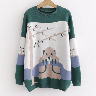 Cartoon Sweater Green - One Size