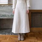 Wool Blend Tweed A-line Maxi Skirt