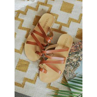 Toe-loop Strappy Slide Sandals