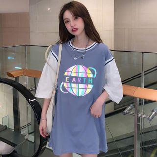 Panel Sleeve Reflective Short-sleeve T-shirt