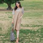 Set: Stripe T-shirt + Linen Blend Jumper Dress