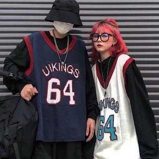 Couple-matching Lettering Knit Vest