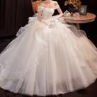 Ruffle Accent Panel Wedding Ball Gown