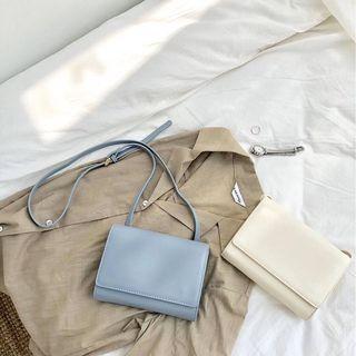 Faux Leather Snap Buttons Crossbody Bag