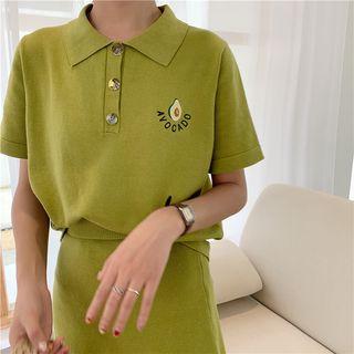 Avocado Short-sleeve Knit Top / Skirt