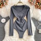 Long Sleeve Zip Front Playsuit