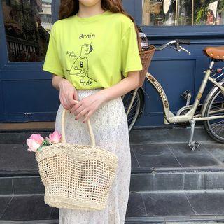 Printed T-shirt / High-waist Floral Mermaid Midi Skirt