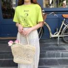 Printed T-shirt / High-waist Floral Mermaid Midi Skirt