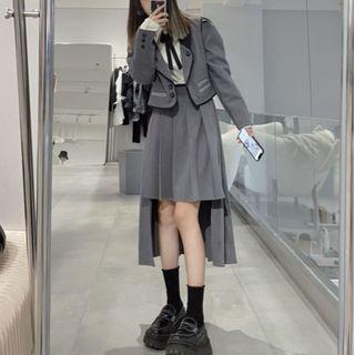 Cropped Blazer / Blouse / Midi A-line Skirt