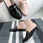 Metal-trim Open-back Patent Loafers
