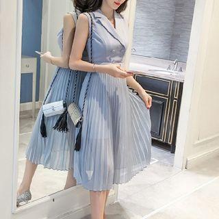 Sleeveless Belted Pleated Dress