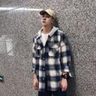 Loose-fit Hooded Plaid Shirt