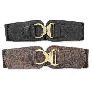 Metal Buckled Snake Pattern Elastic Belt